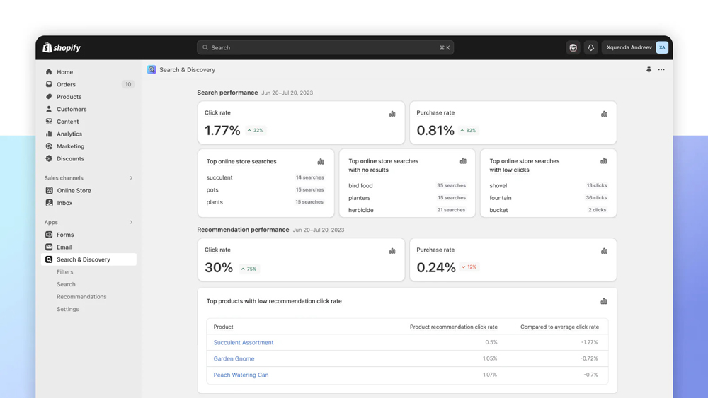 Customizable Home Metrics Now Available on the Shopify App